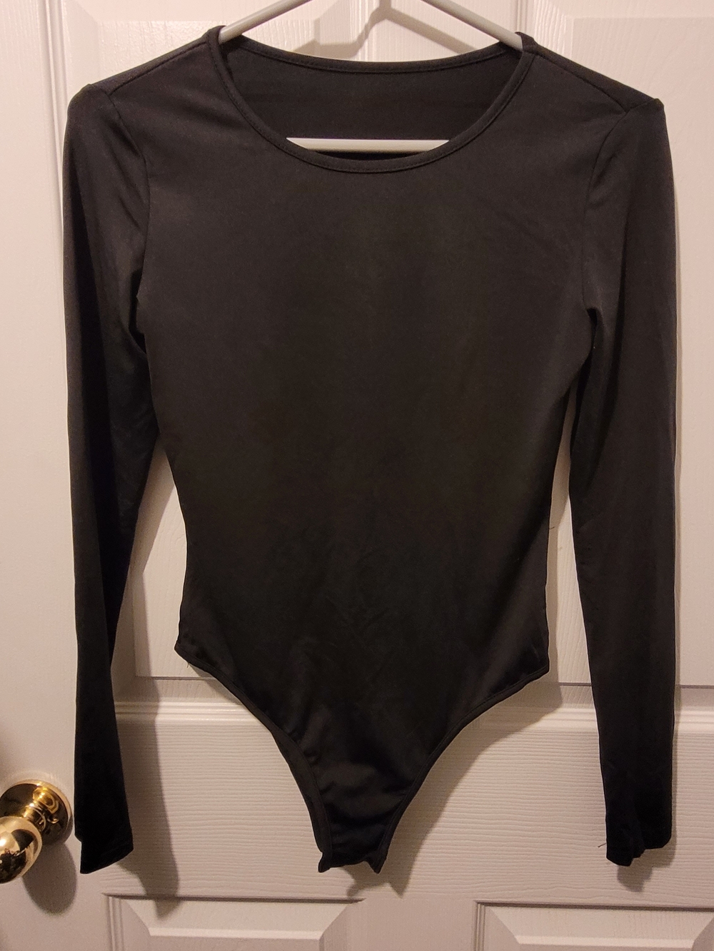 No Brand 16 Ptp - Classic Black Long-Sleeve Bodysuit for Women